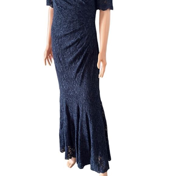 DECODE 1.8 Navy Lace Glitter Gown Size 8 - Picture 7 of 15